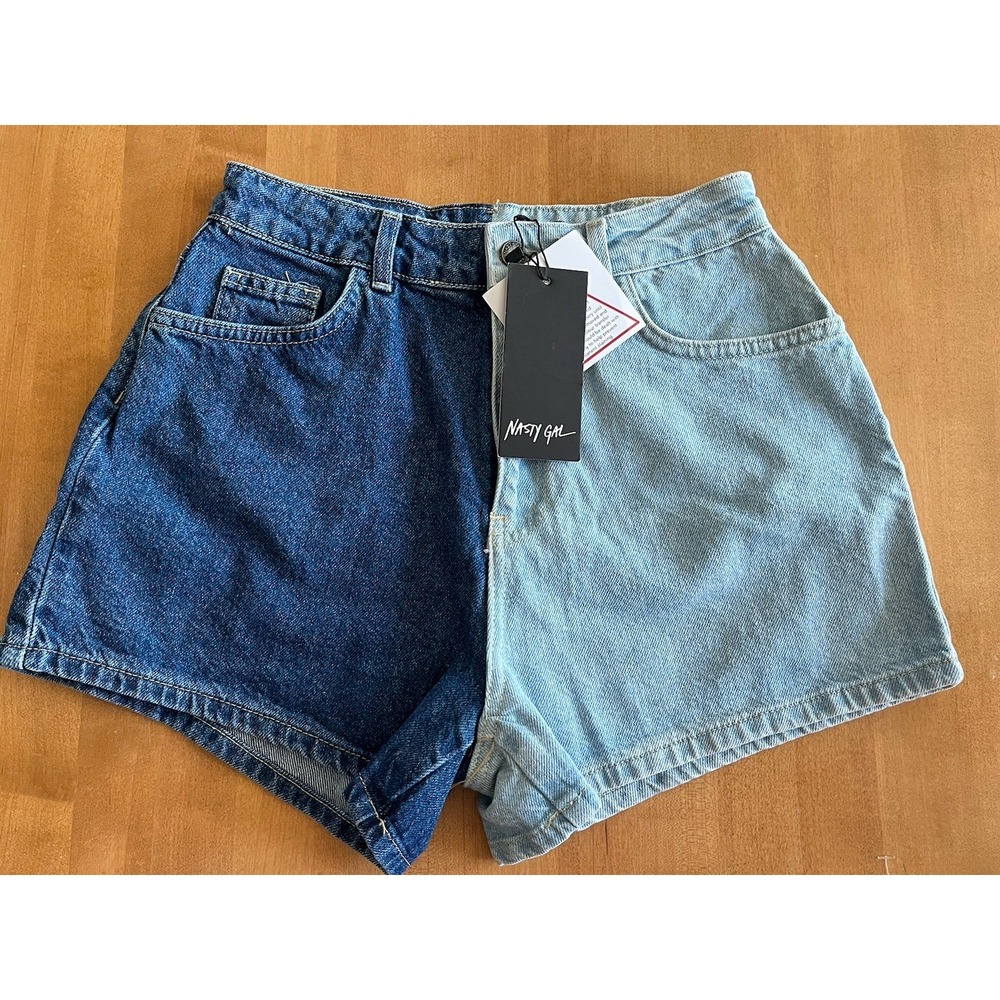 Nasty Gal Two-Toned Denim Jean Shorts Women's Size 4 NWT Hip Summer 90s Vibe